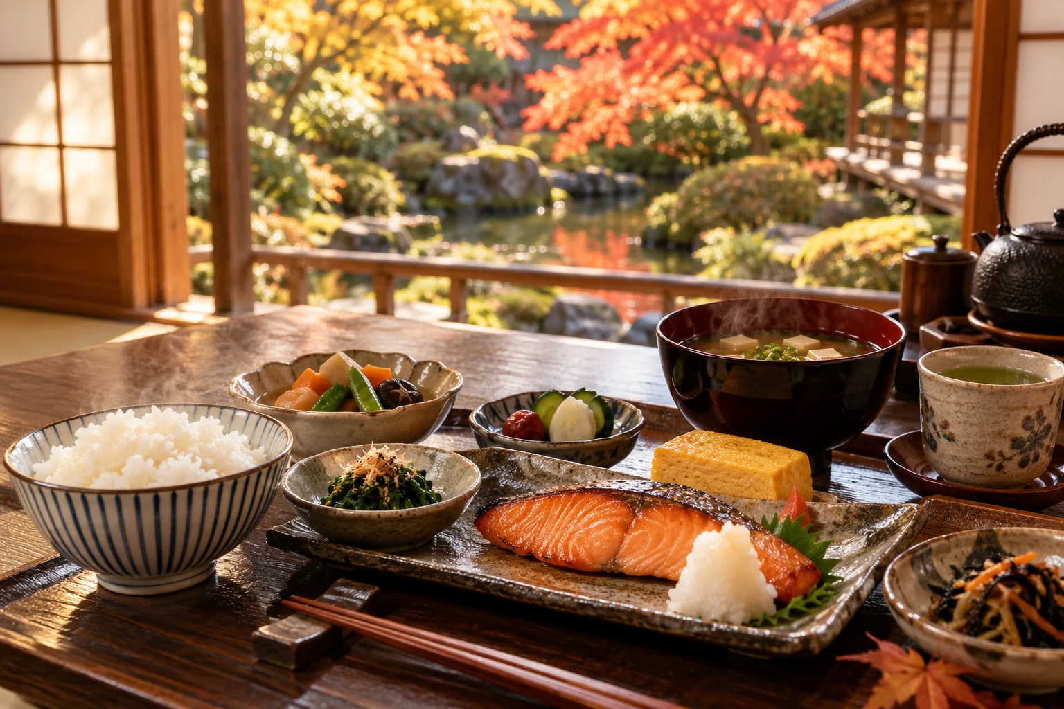炊きたてのごはんと焼き魚、やさしい和の朝食